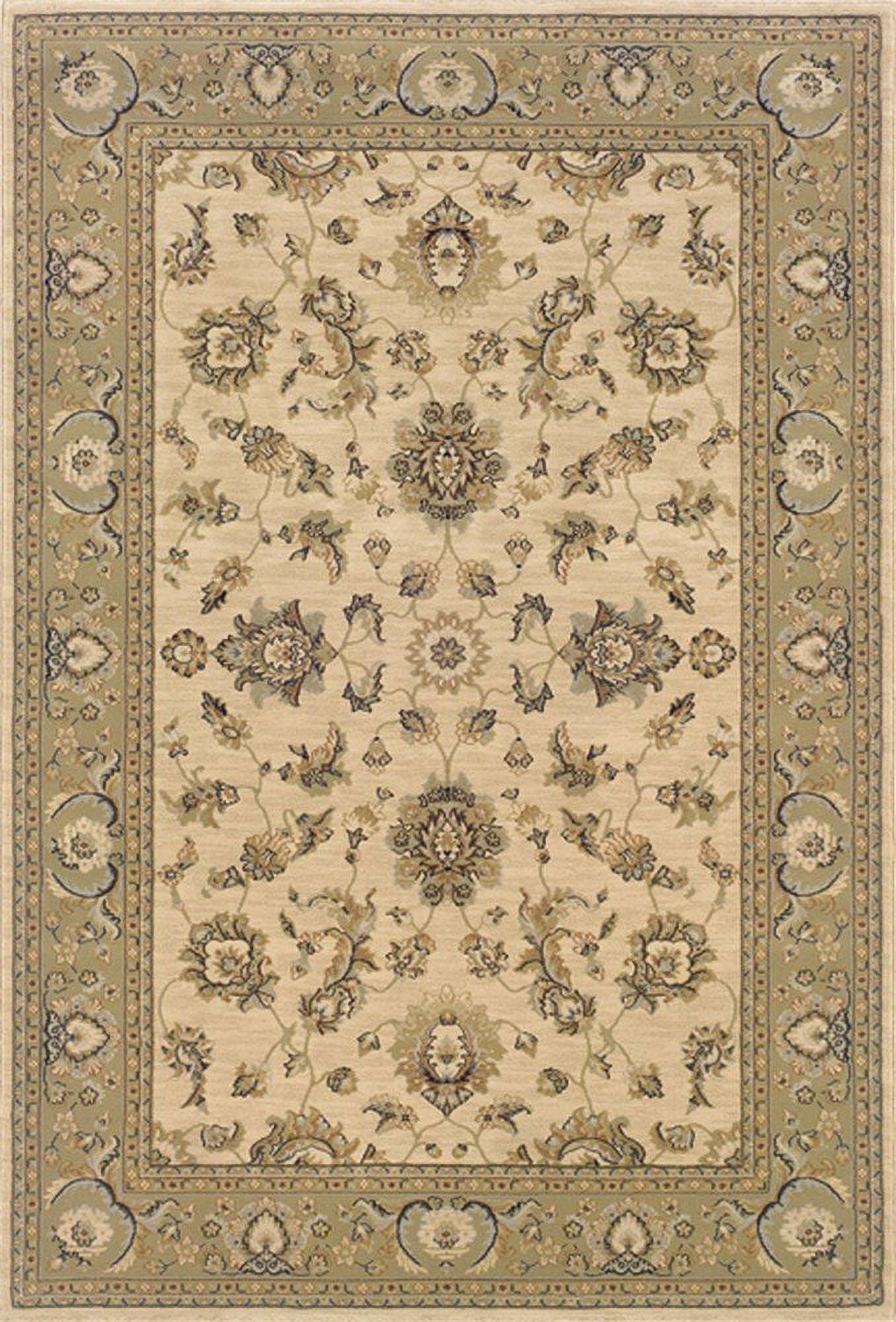 Traditional Ivory Bordered Vines 5' 3" x 7' 9" Rectangle Area Rug V424640