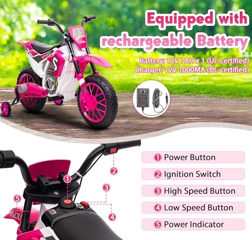 Blue 12V Electric Ride On Motorcycle for Kids T758907
