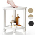 White HDPE Corner Shower Stool with Storage Shelf H29917