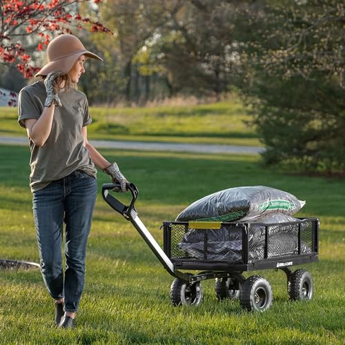 Black Steel Utility Wagon with Removable Side Panels, 4 Cu Ft, 900 lb Capacity B437413