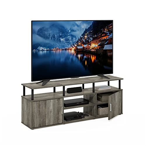 French Oak Grey Black Large Entertainment Stand for TV Up to 55 Inch N4441