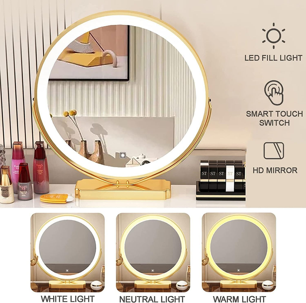 Slate Tabletop Vanity Desk with Lighted Mirror O885529