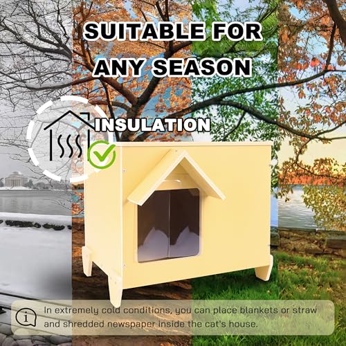 Outdoor Cat Houses Wooden Stray Cat Shelter with Escape Door S6288