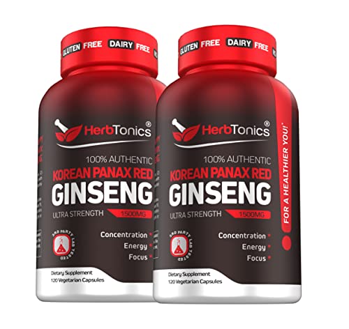 120 Capsules Korean Red Panax Ginseng 1500mg Supplement Q2372