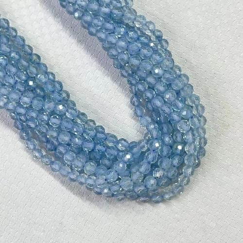 Natural Blue Topaz Stone Beads 4mm Round Faceted Crystal Charm Beads N132