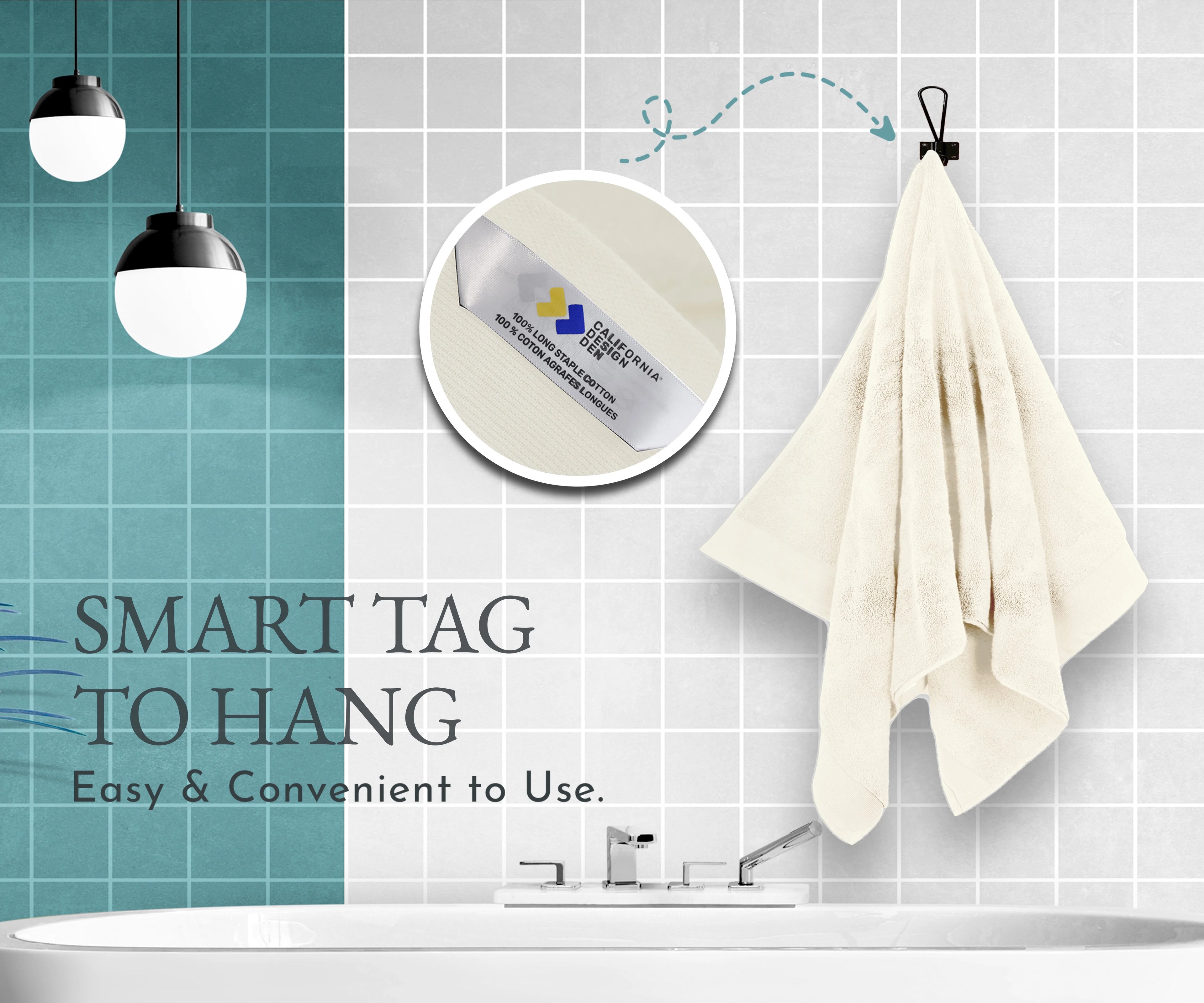 100% Cotton Bath Towel Set - 1 Bath Towel, 1 Hand Towel, 1 Wash Cloth (Ivory) T202