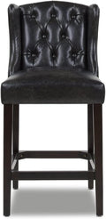 Vintage Black Brown Faux Leather Armless Counter Height Bar Stool R574556