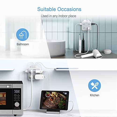 White 8 Outlet 4 USB Surge Protector D493238