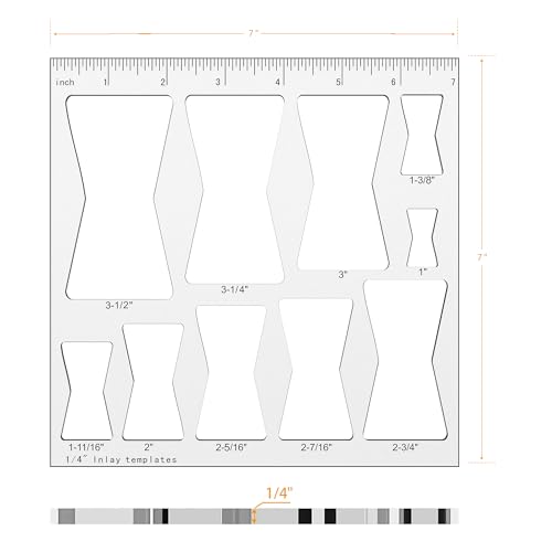 10 in 1 Router Templates with 1/4 inch Router Bushing Guide Template Liner and nut, 1/4" Router Bits E9064