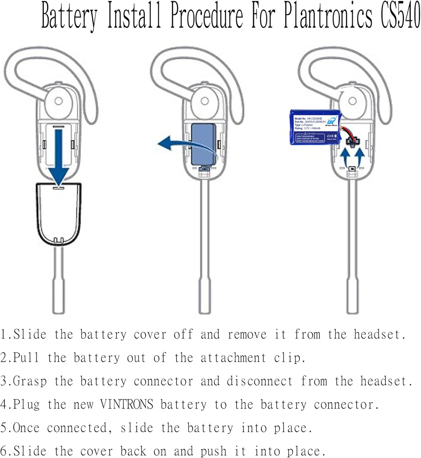 Battery Replacement for Plantronics Headset G658
