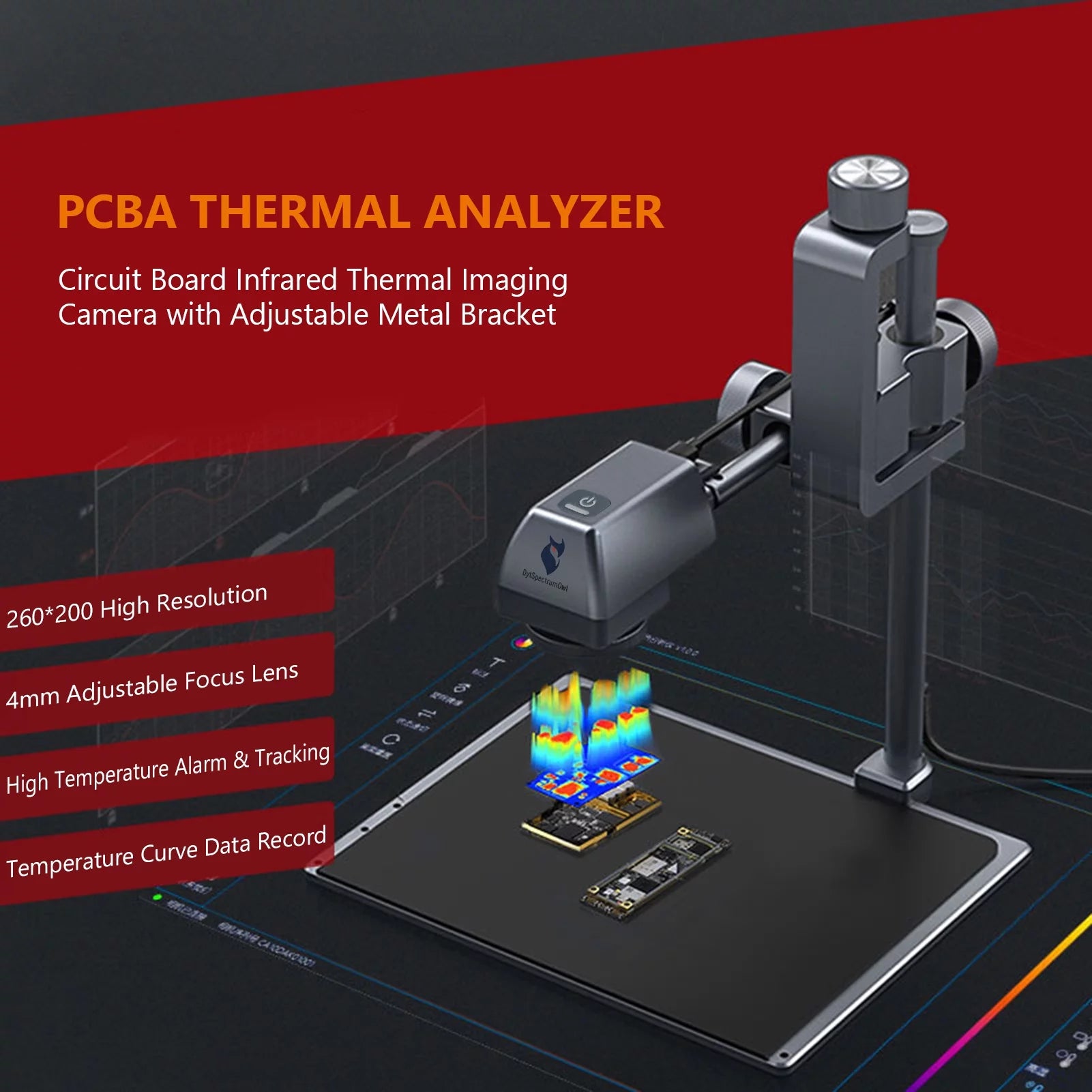 PCBA Thermal Analyzer Circuit Board Infrared Thermal Imaging with Adjustable Metal Bracket USB Powered N68190