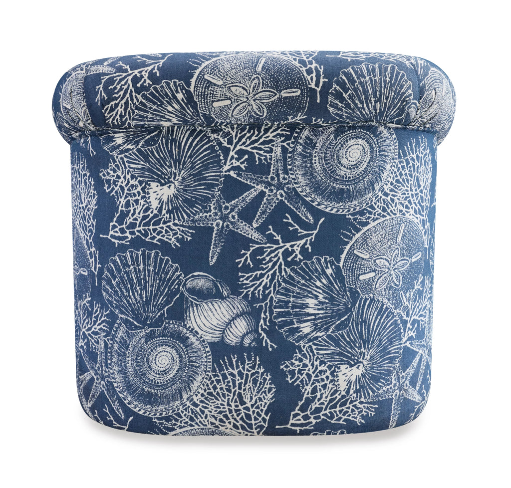 Ocean Blue and White Coastal Pattern Swivel Club Chair N11064