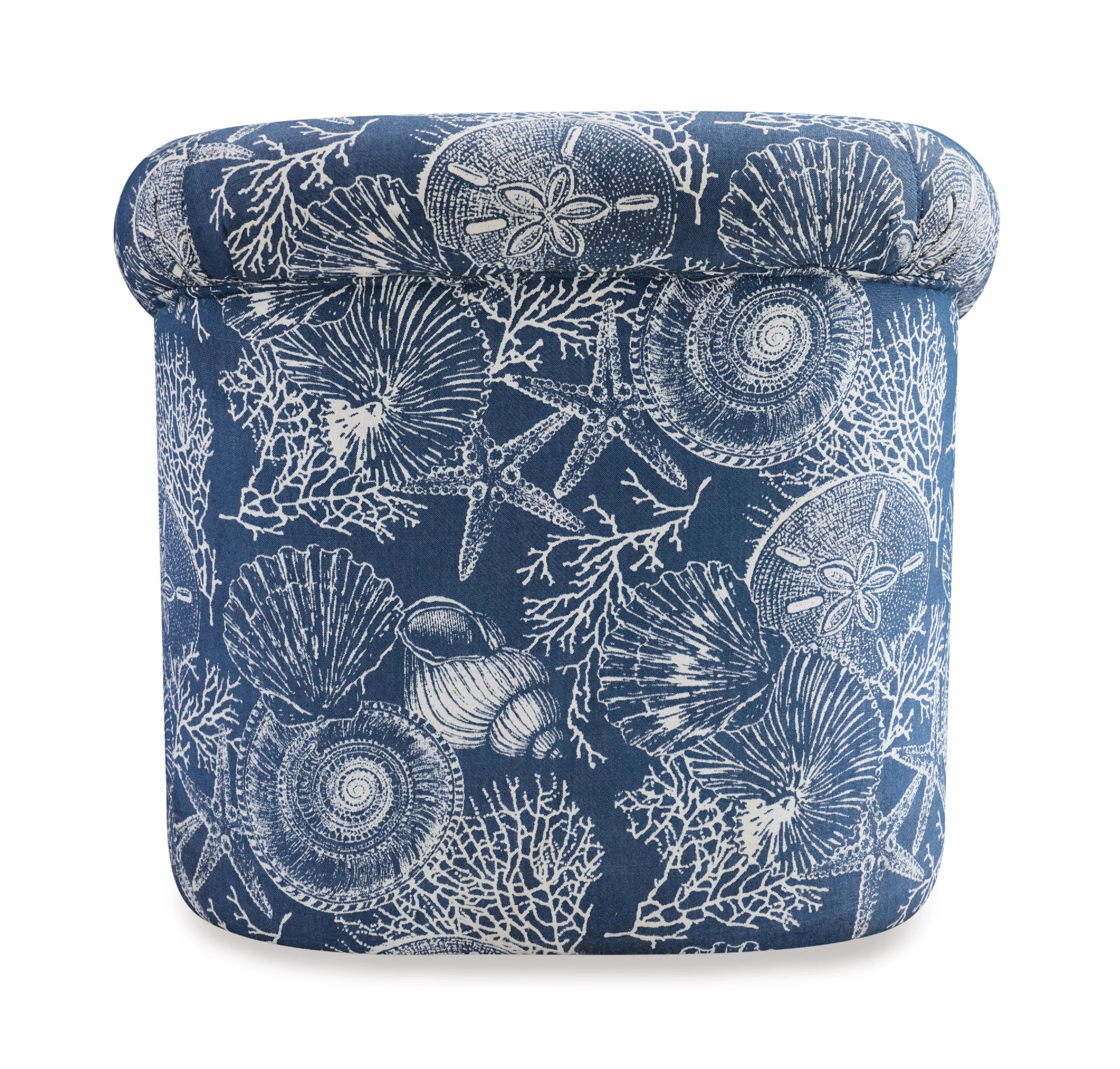 Ocean Blue and White Coastal Pattern Swivel Club Chair N11064