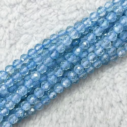 Natural Blue Topaz Stone Beads 4mm Round Faceted Crystal Charm Beads N132