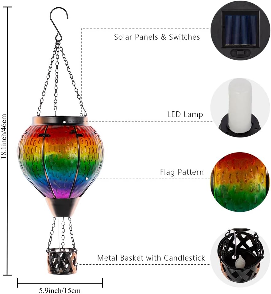Metal & Glass Solar Lantern with Candle Holder L11465