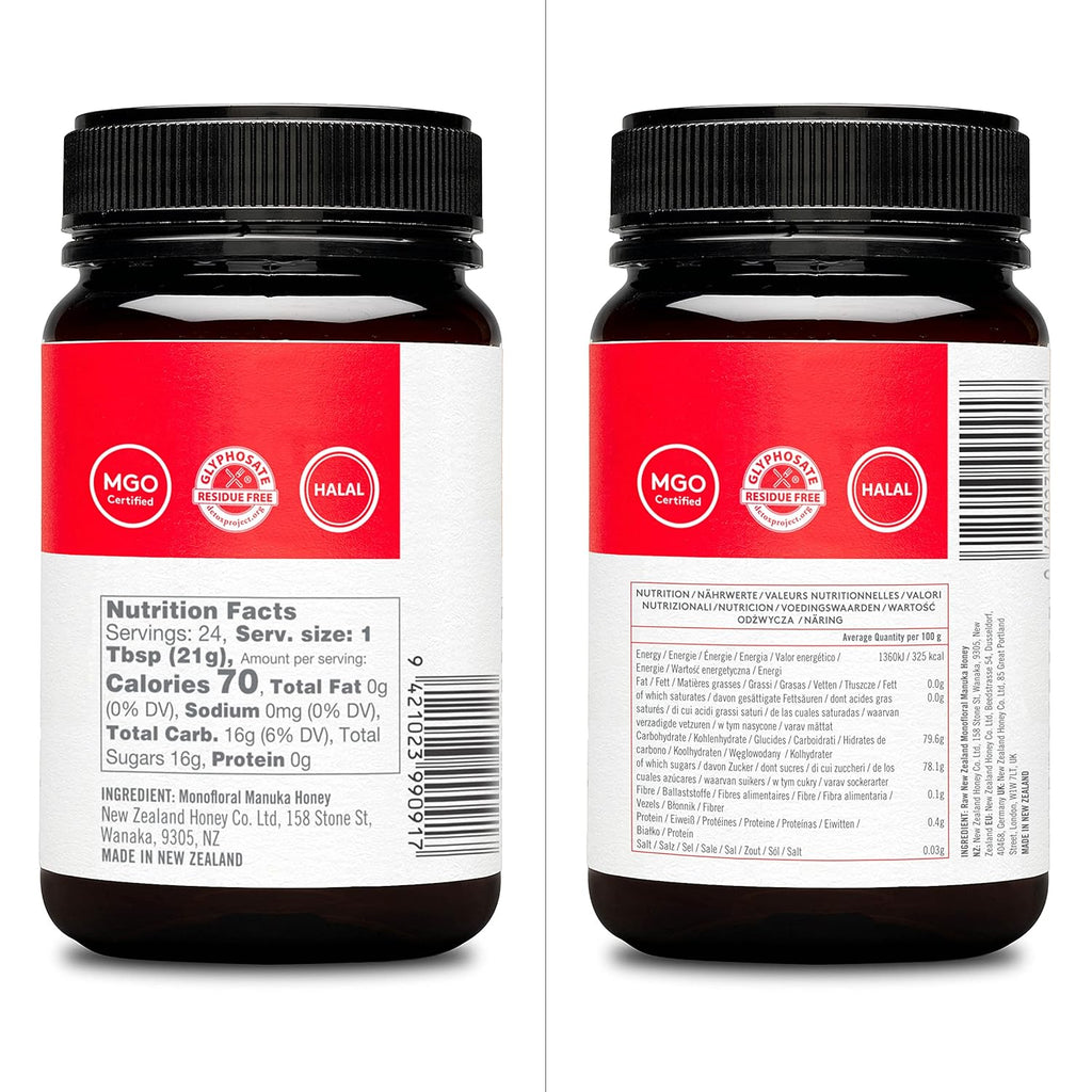 Raw Manuka Honey UMF 20+ MGO 829+ 17.6oz & UMF 15+ MGO 514+ 17.6oz H8509