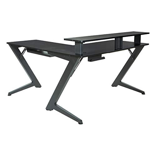Red L-Shape Gaming Desk with Carbon Fiber Surface Z2449