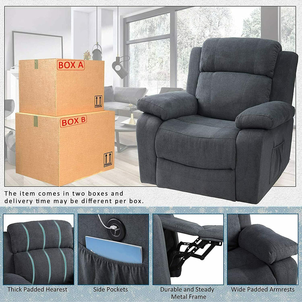 Grey Linen Electric Power Lift Recliner Sofa with Remote Control J852853
