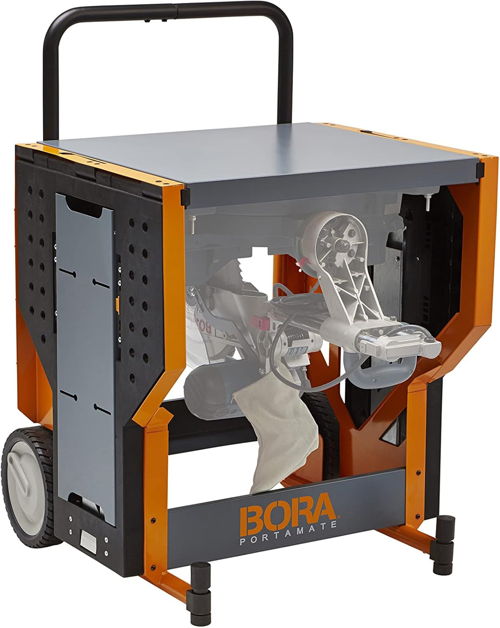 Miter Saw Workstation and Adjustable Pedestal Roller, Mobile Rolling Workbench with Additional Outfeed Support Pedestal Roller W510