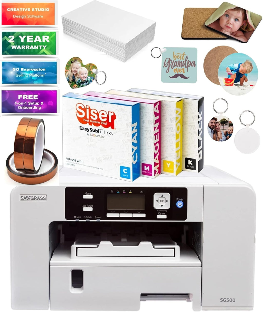 Sublimation Printer with Inks, Paper, Tapes, Sublimation Blanks, Software Q444608
