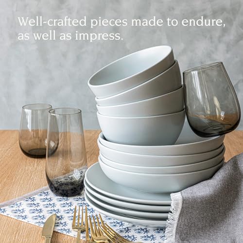 16-Piece Stoneware Dinnerware Set with 4 Dinner Plates, 4 Salad Plates, 4 Cereal Bowls, 4 Dinner Bowls W49220