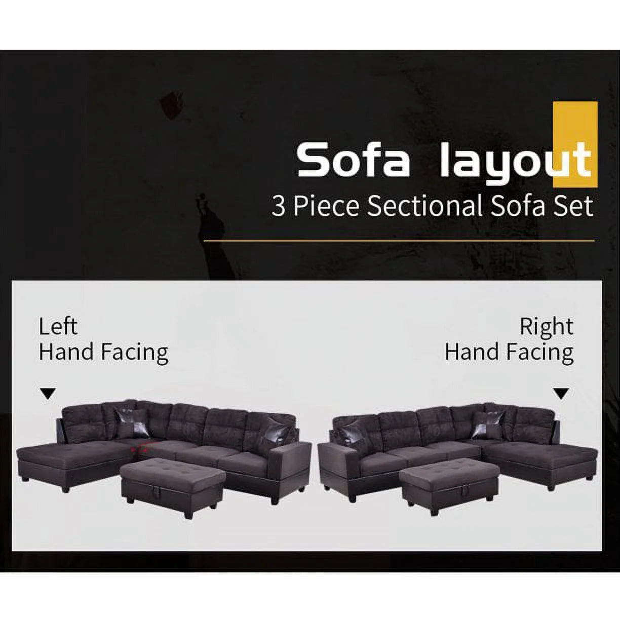 103.5" Wide Corner Microfiber Sectional Sofa with Storage Ottoman T14661