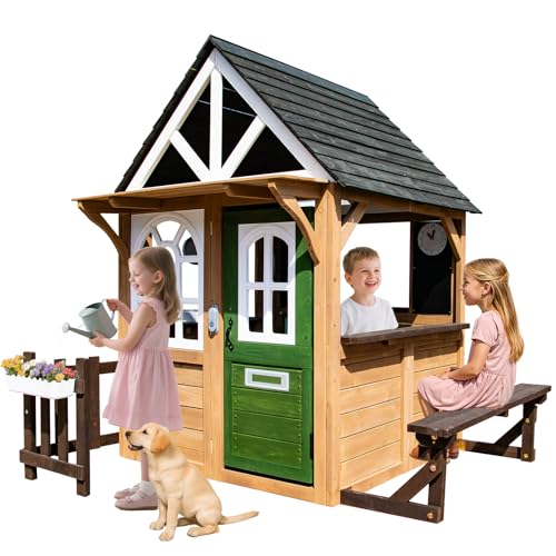 Gray Wooden Play House Playset with Kitchen Z275586
