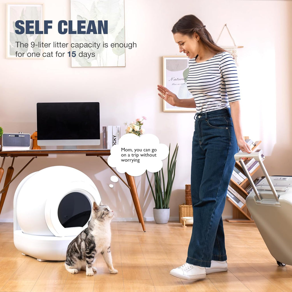Automatic Self Cleaning Large Capacity Cat Litter Box (Pure White) J1993