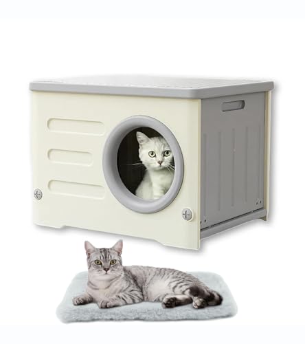 Gray Plastic Cat House with Cat Bed Mat G410