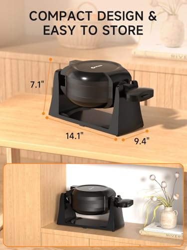 Black 1400W Double Belgian Waffle Iron Nonstick M102181