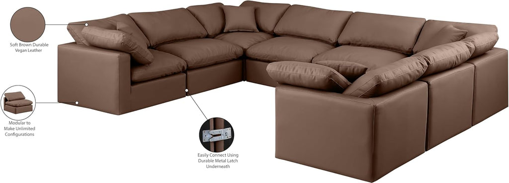 Brown Vegan Leather Sectional X557
