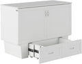 White Full Murphy Bed Chest with 6 inch Memory Foam Folding Mattress and Storage Drawer F11837