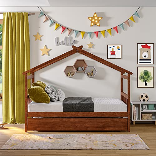 Full Size Solid Wood Platform Bed Frame with 2 Drawers R872