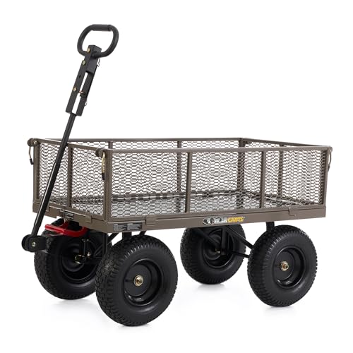 Gray Steel Utility Wagon with Removable Side Panels, 1200 lb Capacity, 39.45" x 22" Metal Mesh Bed V955