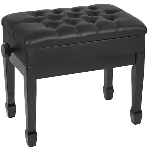 Brown Wooden Piano Bench with Storage and PU Leather Cushion F137983