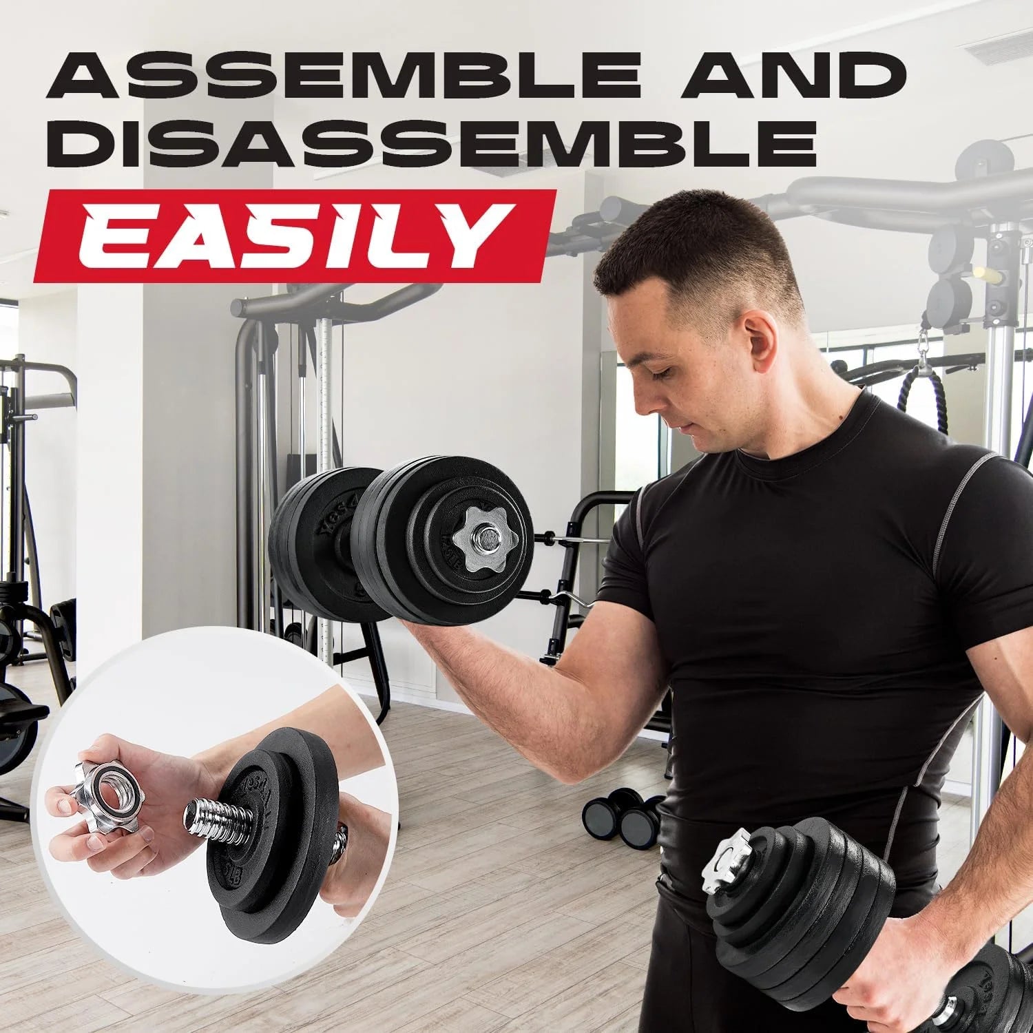 105 lbs Adjustable Cast Iron Dumbbell Set J773
