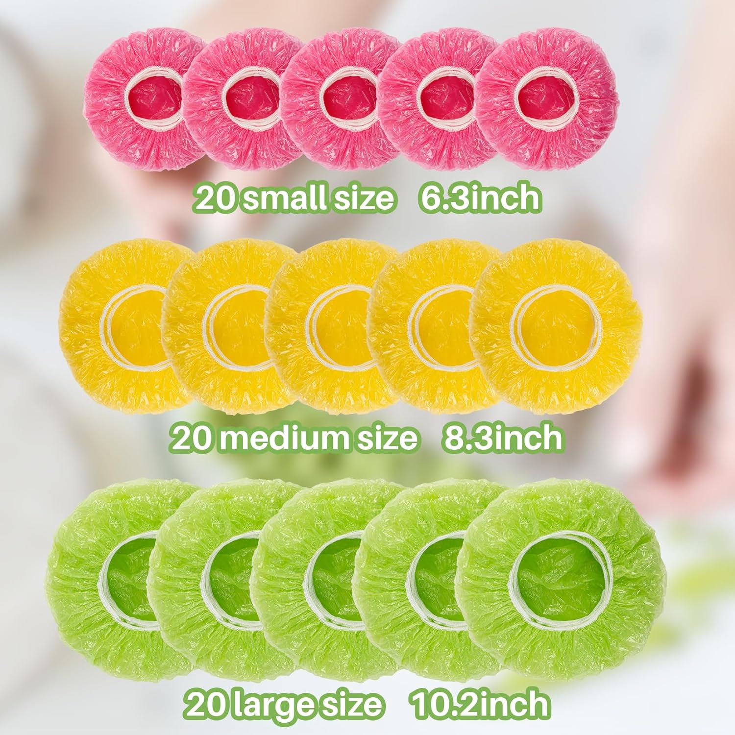 60 Pcs Reusable Elastic Plastic Bowl Covers B25559