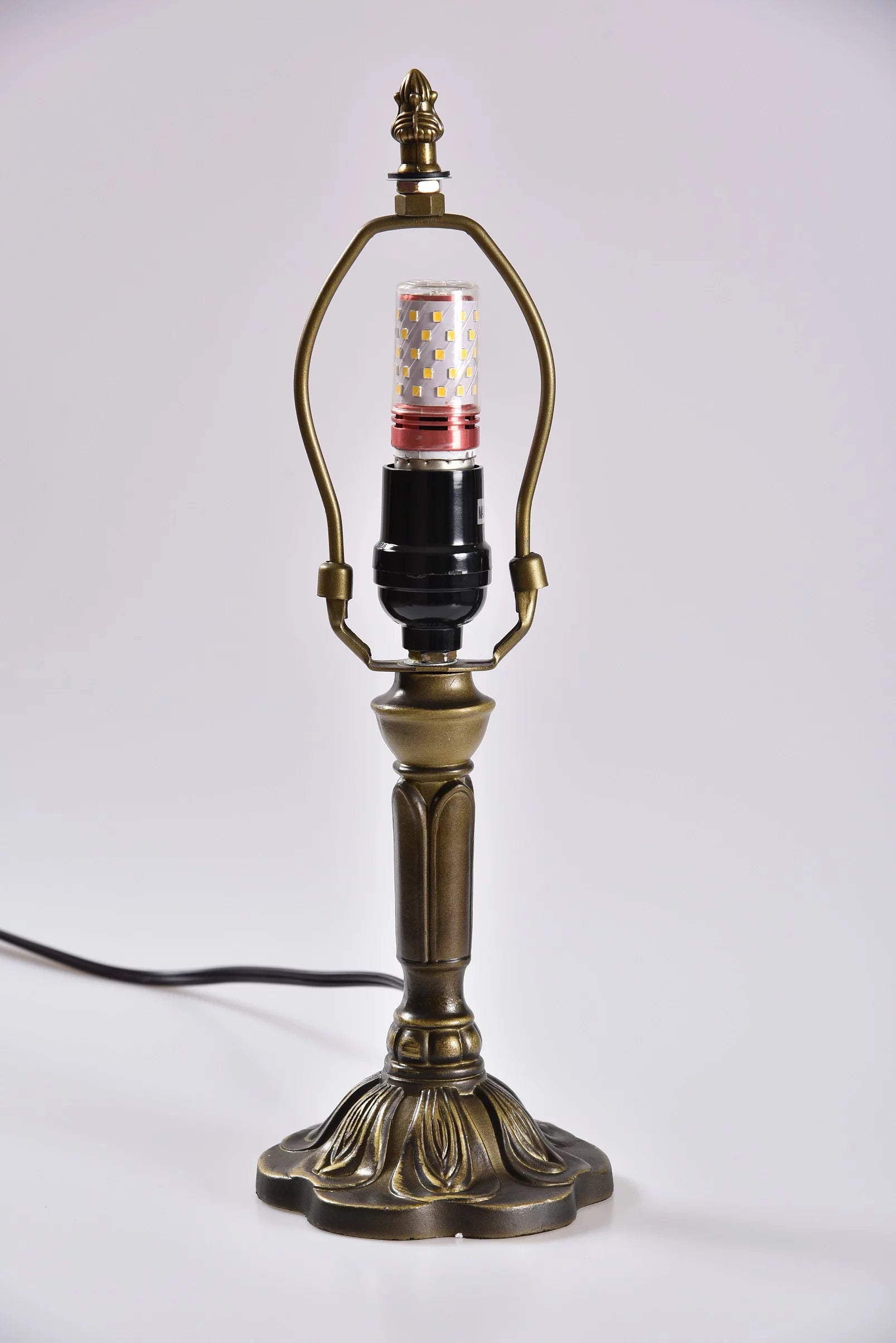 Tiffany Table Lamp Stained Glass Red Bronze Desk Light P327521