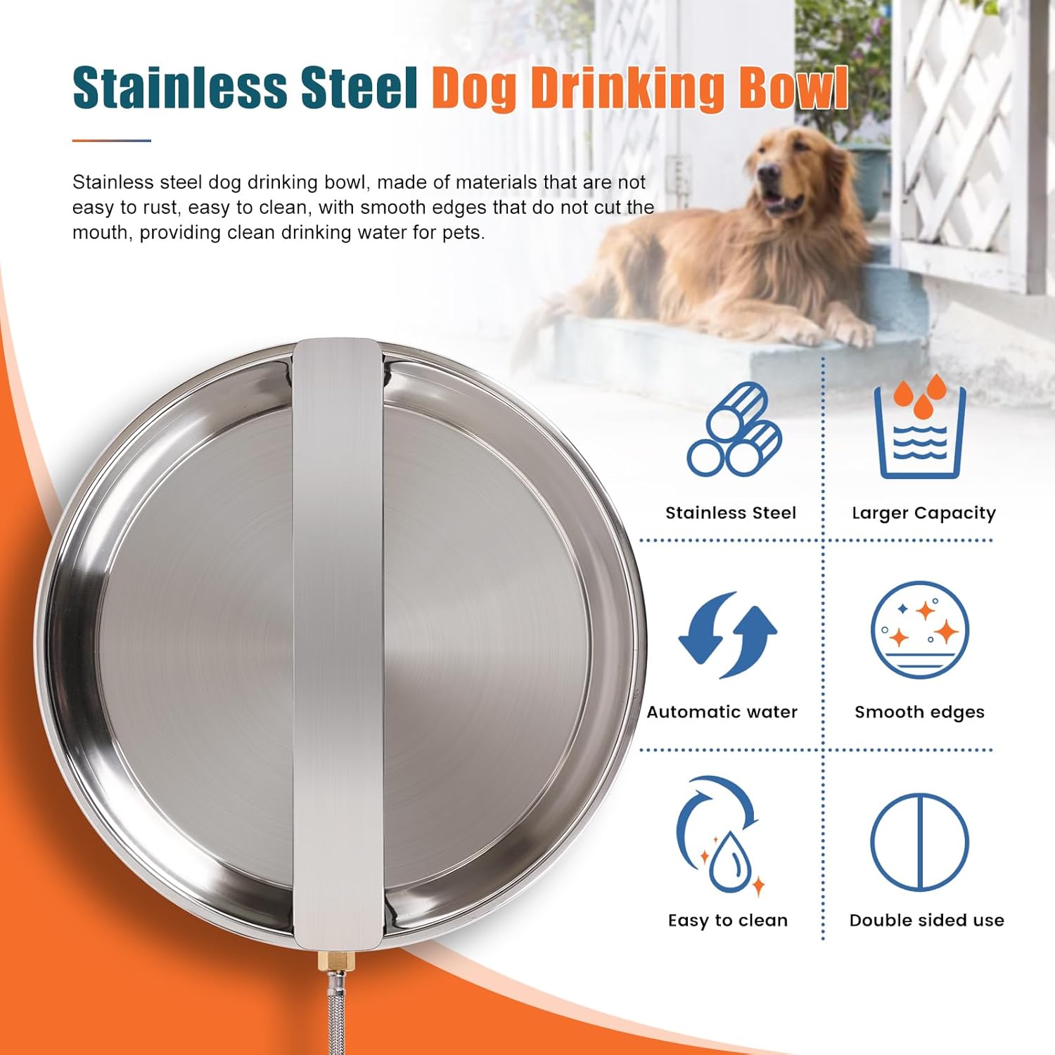 Large Stainless Steel Pet Waterer with Float Valve N573