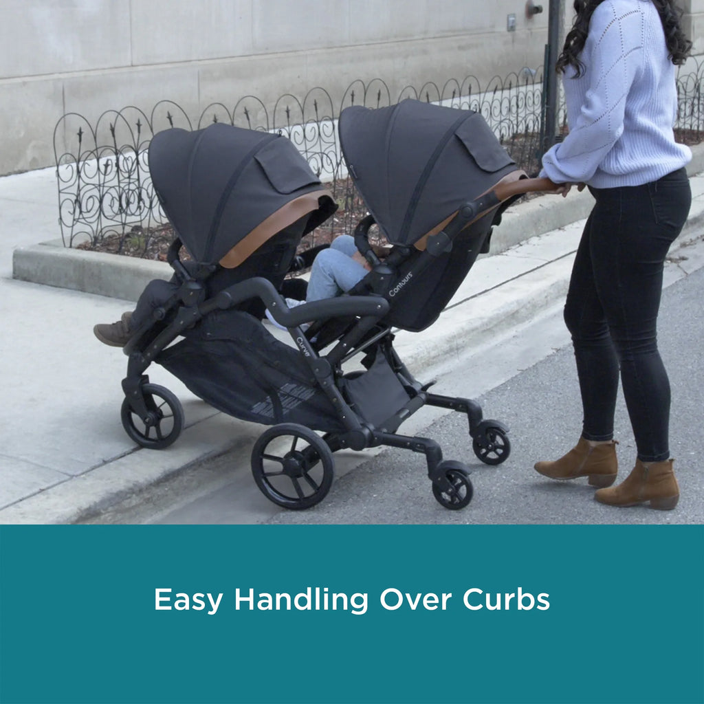 Black Herringbone Double Tandem Stroller T5605