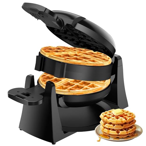 Black 1400W Double Belgian Waffle Iron Nonstick M102181