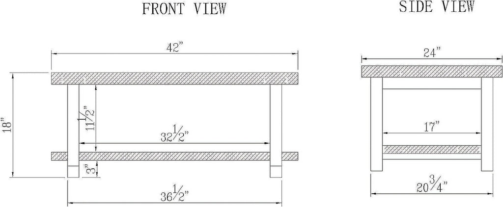 Rustic Industrial Metal and Solid Wood Coffee Table 42 in x 24 in x 18 in Brown E96563