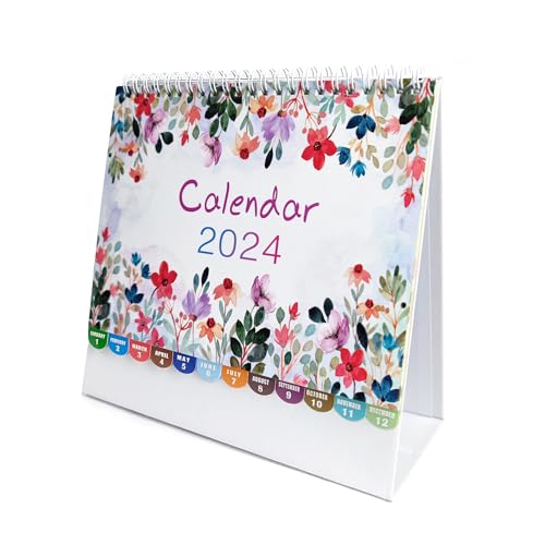 Desk Calendar, 12 Months, 8" x 6", Pink-Floral N62104