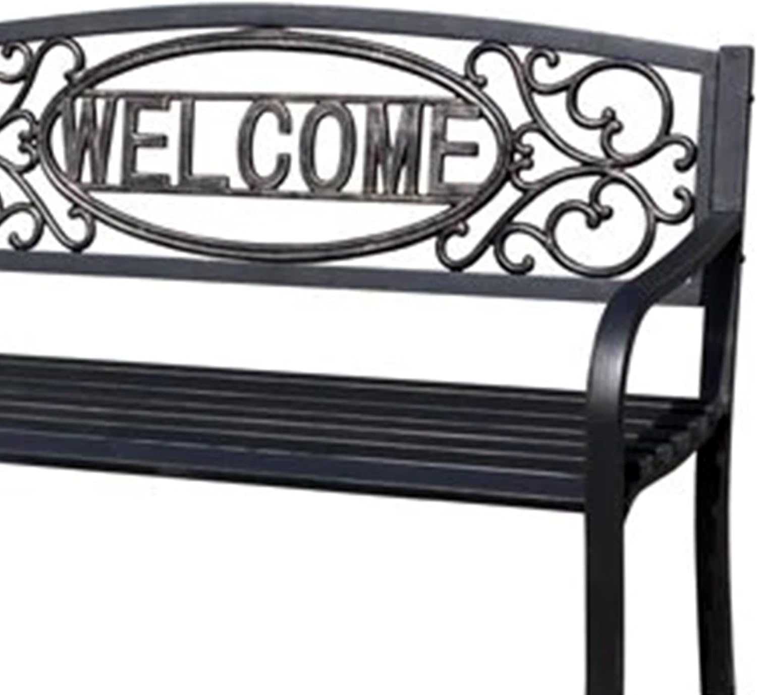 Black Powder Coated Steel Park Bench F356