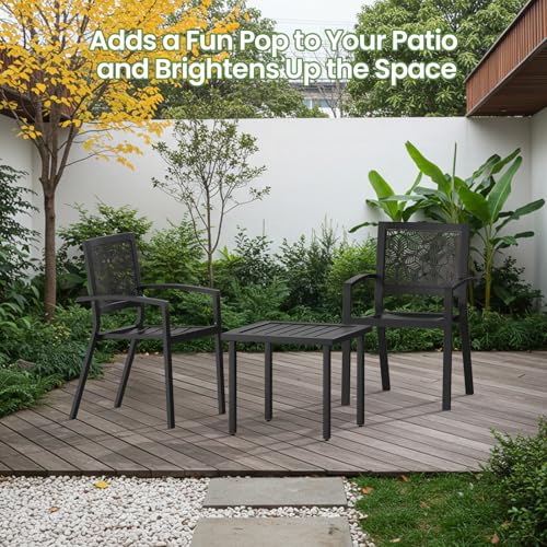 Peacock Blue Stackable Bistro Set with 2 Chairs and 1 Coffee Table P767570