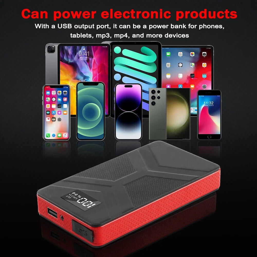20000mAh Portable Car Battery Jump Starter with LED Light Black G105636