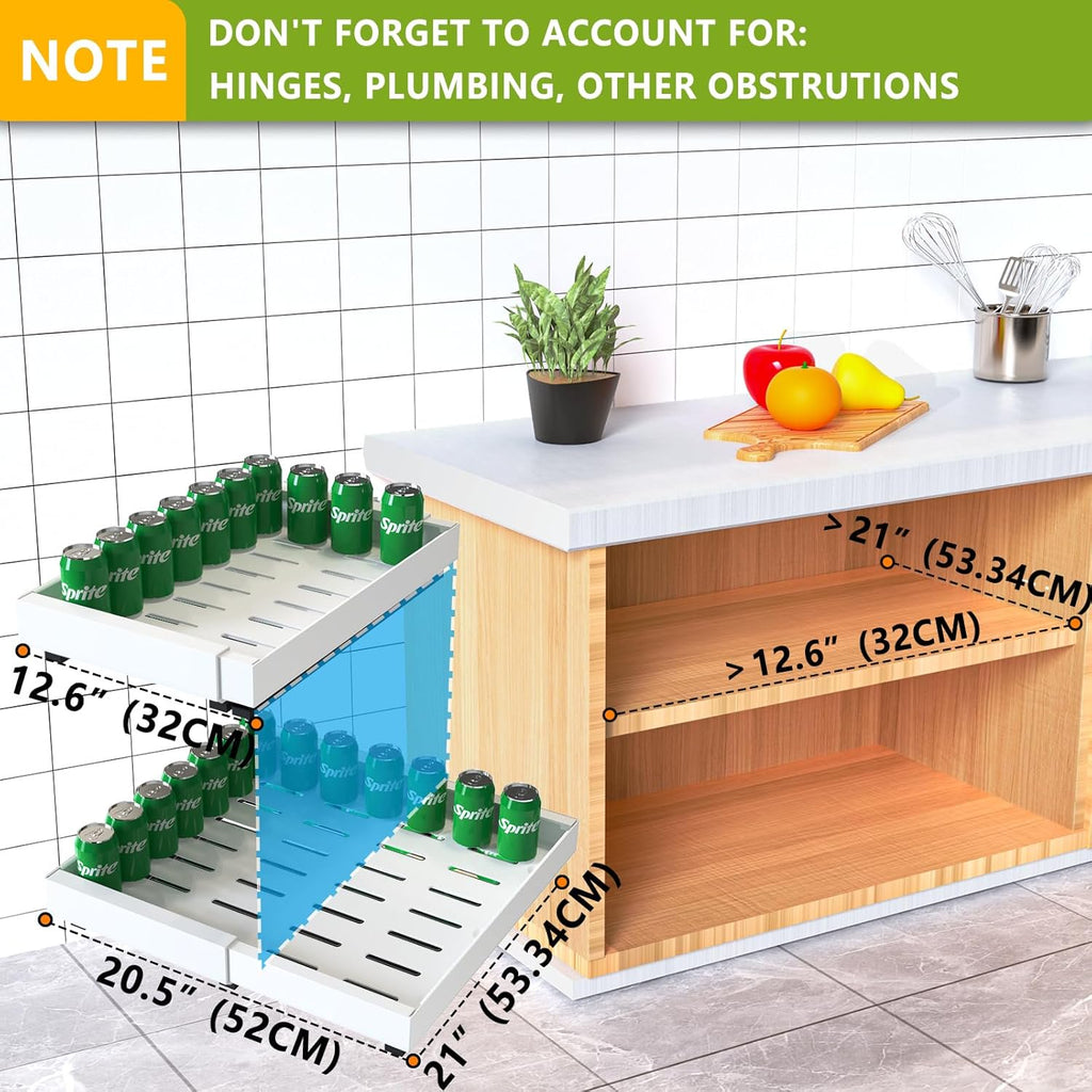 4 Pack Pull Out Cabinet Organizer, 21Deep Slide Out Drawer Organizers, White C4284