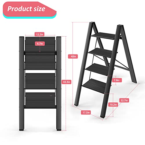 Black 4 Step Aluminium Folding Ladder J7535