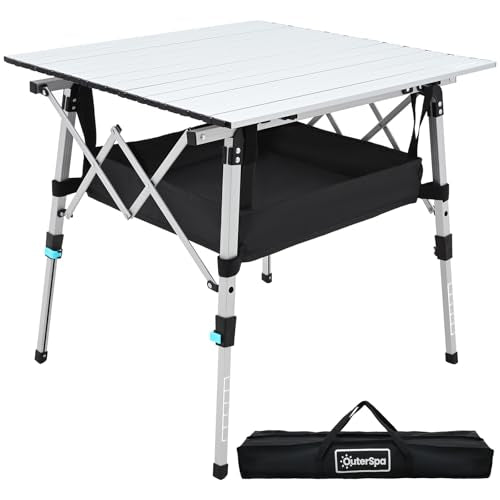 Portable Aluminum Folding Camping Table with Adjustable Legs Y872565