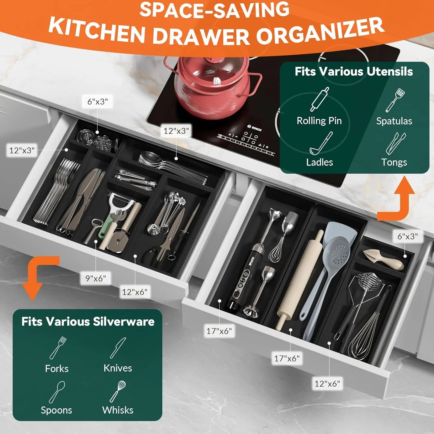 Bamboo Drawer Organizer Set of 2 Y7074